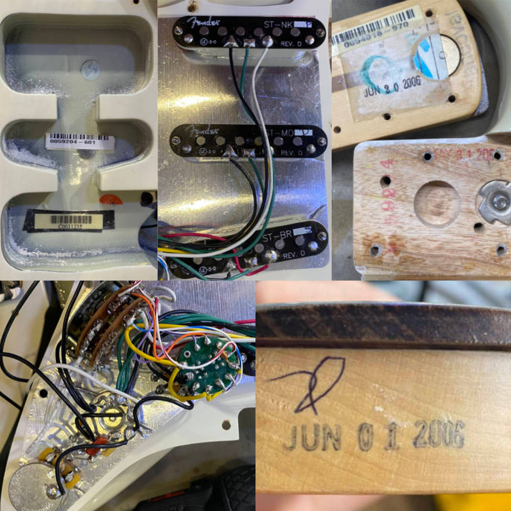 【中古】 Fender USA フェンダー American Deluxe Stratocaster ASH White Blonde 60th Anniversary 2006年製 ストラトキャスター エレキギター 内部、キャビティ、ピックアップ