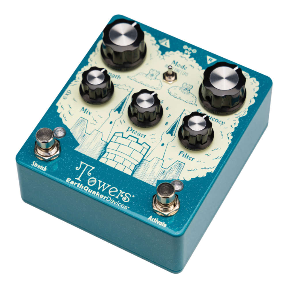 Earthquaker Devices アースクエイカーデバイセス EQD Towers フィルターリバーブ ギターエフェクター 右斜めアングル画像