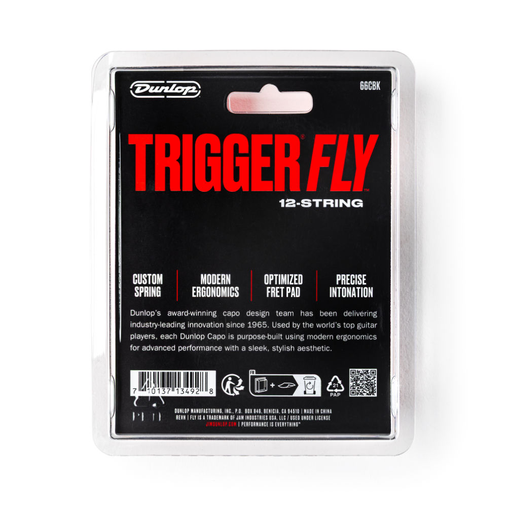 Jim Dunlop ジムダンロップ TRIGGER FLY CAPO 12-STRING BLACK 12弦ギター用カポタスト ギターカポ ブラック パッケージ裏