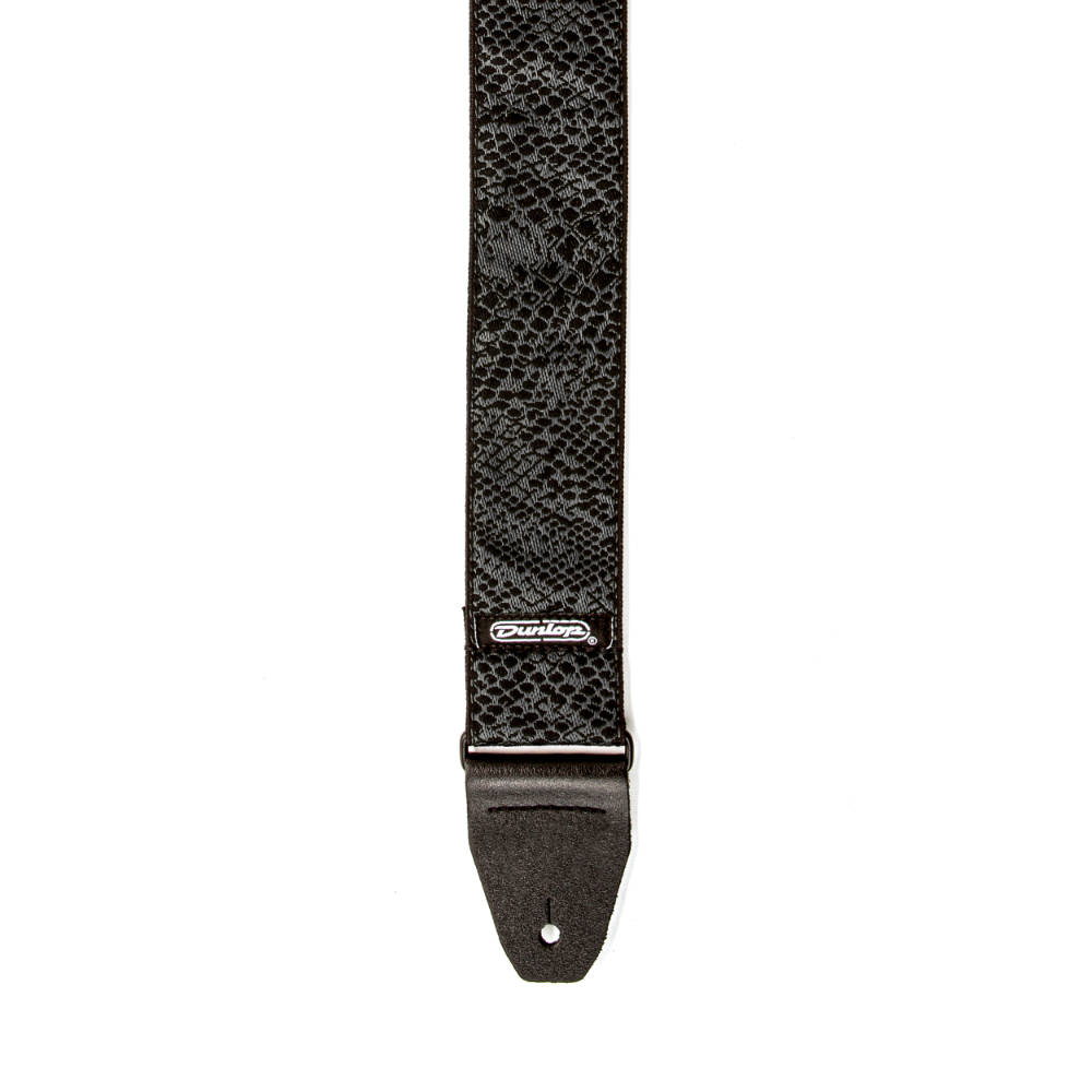 JIM DUNLOP ジムダンロップ D67-32 JACQUARD BLACK SERPENTINE STRAP ギターストラップ レザーエンド、ロゴ