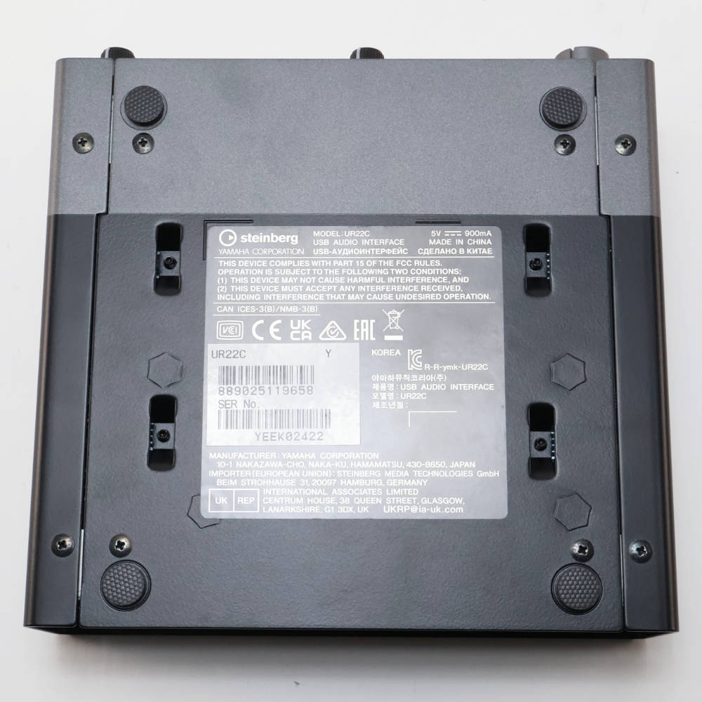 【中古】 オーディオインターフェイス Steinberg UR22C スタインバーグ USBオーディオインターフェース 本体画像 下