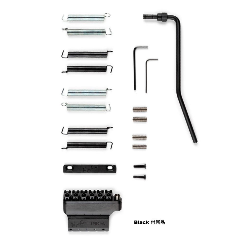 Vega-Trem VT1 Special 2-points Black ストラト用リプレイスメントブリッジ 2点支持タイプに対応 トレモロブリッジ ベガトレム 付属品画像