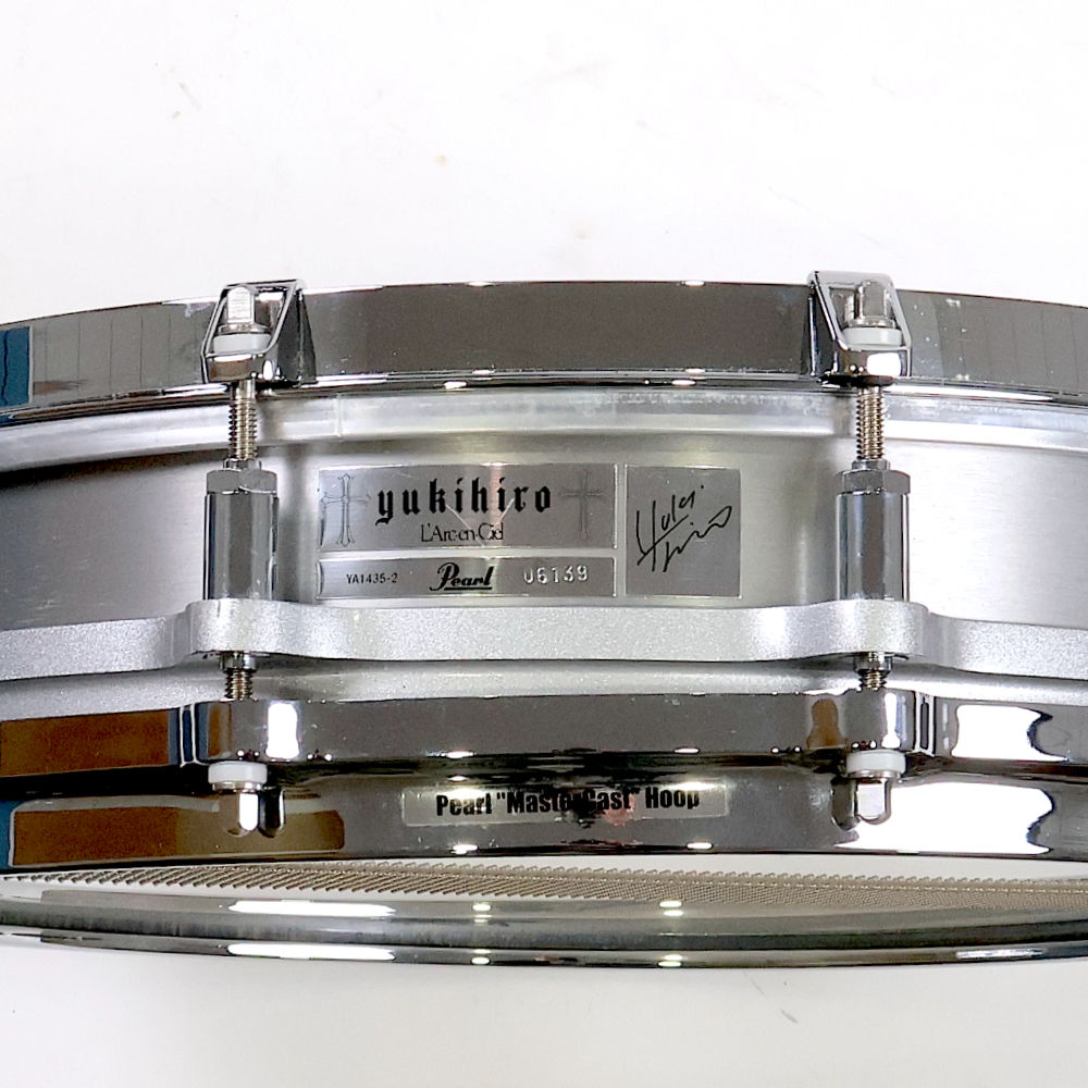 【中古】 スネアドラム パール Pearl YA1435-2 L’arc-en-Ciel Yukihiro Signature Snare Drum 14x3.5 ラベル