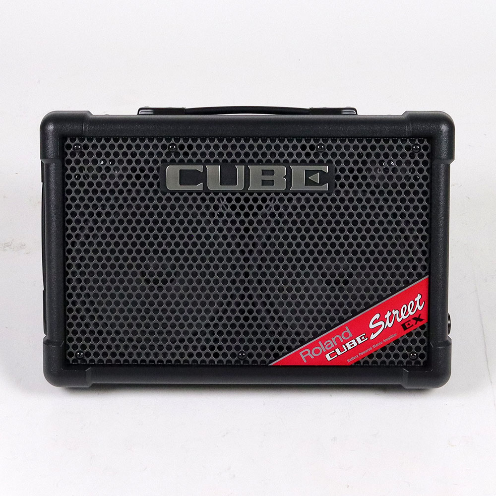 【中古】 ギターアンプ ローランド ROLAND CUBE Street EX BK ステレオ ポータブルアンプ マイクスピーカー 正面