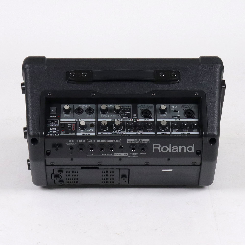 【中古】 ギターアンプ ローランド ROLAND CUBE Street EX BK ステレオ ポータブルアンプ マイクスピーカー 背面