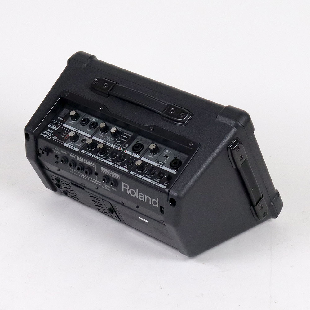 【中古】 ギターアンプ ローランド ROLAND CUBE Street EX BK ステレオ ポータブルアンプ マイクスピーカー 全体