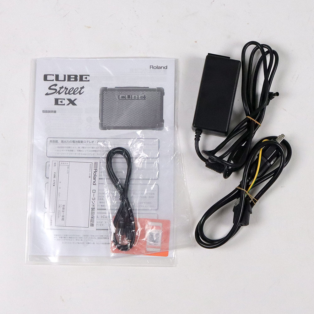 【中古】 ギターアンプ ローランド ROLAND CUBE Street EX BK ステレオ ポータブルアンプ マイクスピーカー 付属品
