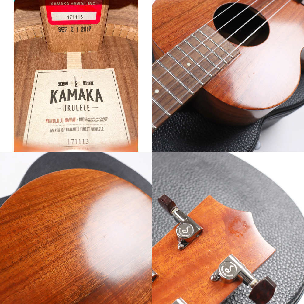 【中古】 ウクレレ KAMAKA HF-3 カマカ テナーウクレレ 2017年製 ハードケース付き MADE IN HAWAII USA 内部 傷