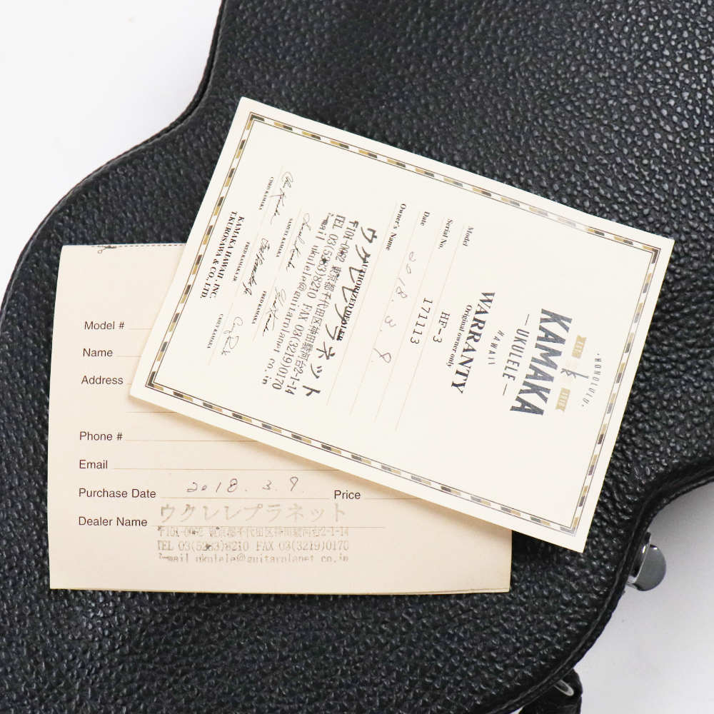 【中古】 ウクレレ KAMAKA HF-3 カマカ テナーウクレレ 2017年製 ハードケース付き MADE IN HAWAII USA 付属品画像