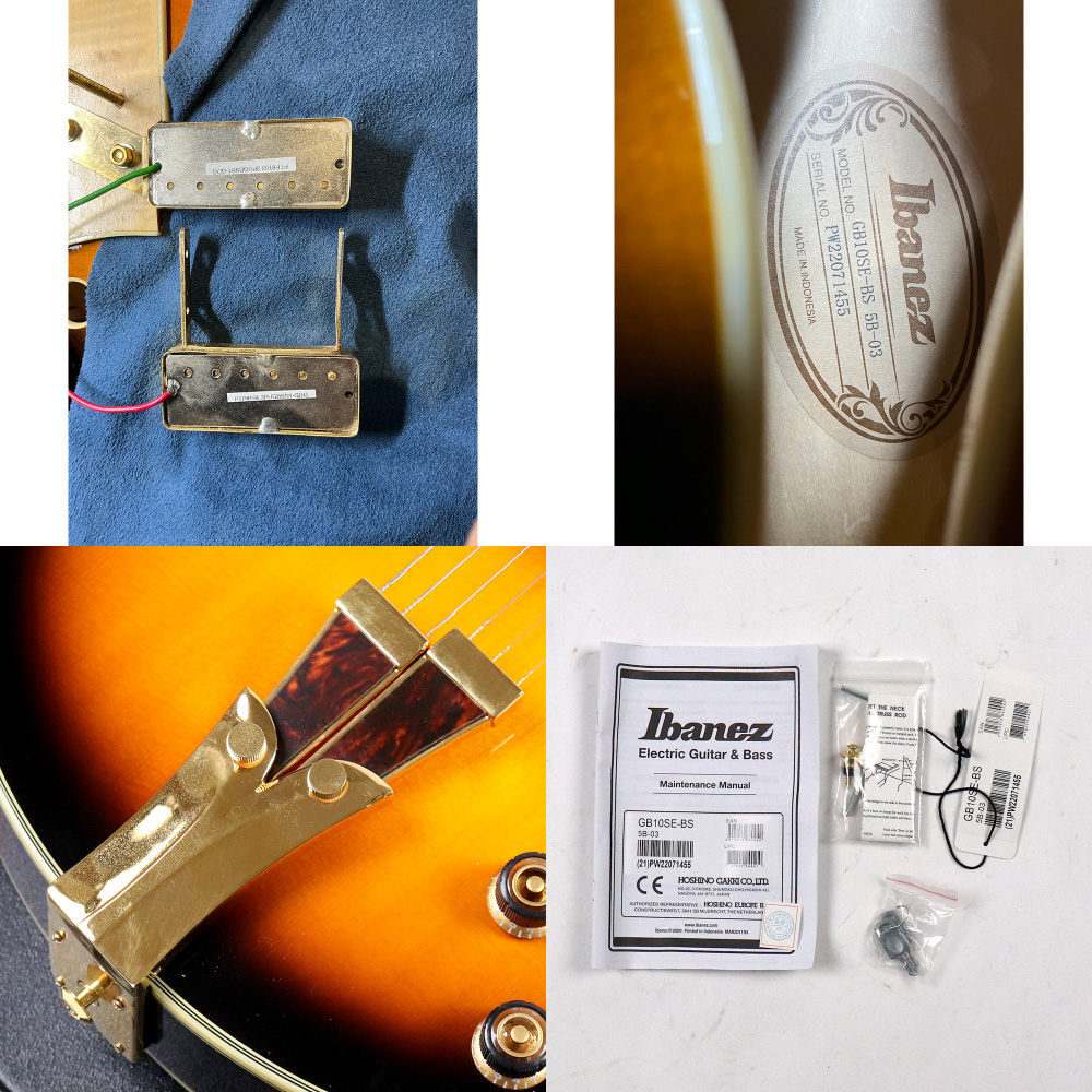 【中古】 エレキギター IBANEZ GB10SE-BS George Benson Signature Model ジョージ・ベンソンモデル フルアコースティックギター ピックアップ、ラベル