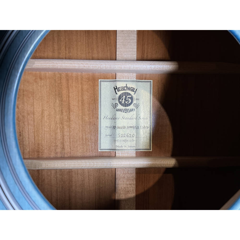 【中古】 アコースティックギター Headway HD-SAKURA SUMMER ’22 F， S/STD LNZB(Light NatsuZakura Blue)  2022年製 ヘッドウェイ 夏桜 サウンドホール内画像