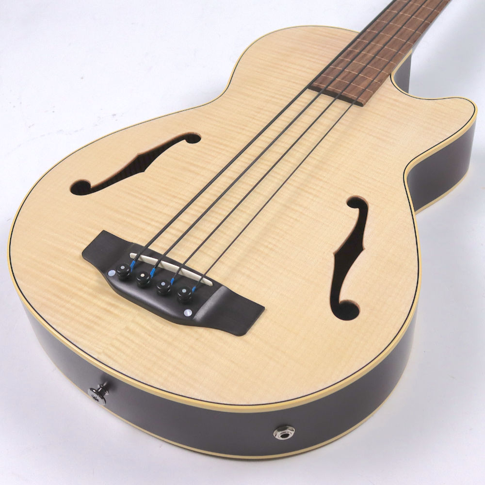 【中古】K.YAIRI Kヤイリ IKB-3 N CTM 2021年製 フレットレス エレクトリックアコースティックベース ハードケース付き ボディ斜めアングル画像
