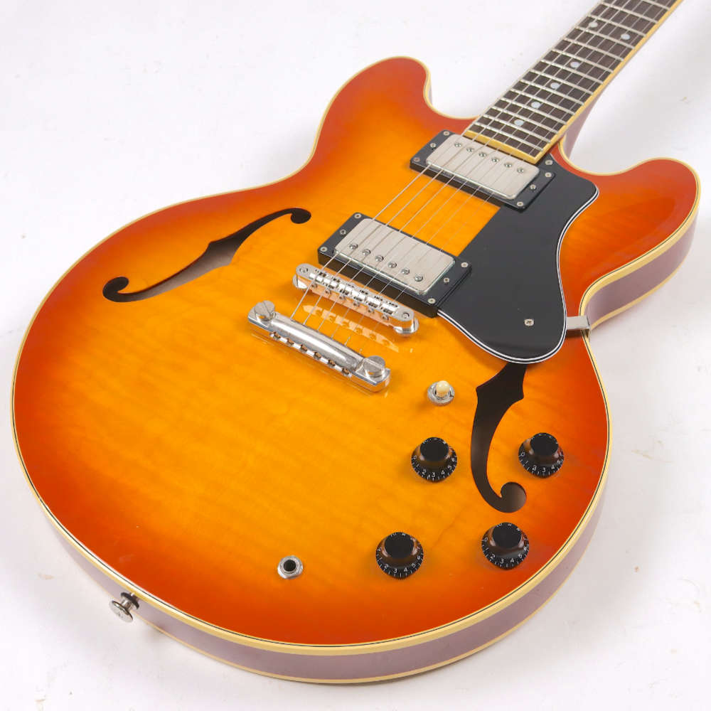 【中古】 エレキギター Fujigen MSA-HP Orange Burst MasterField 2008年製 フジゲン マスターフィールド セミアコースティックギター 日本製 トップ