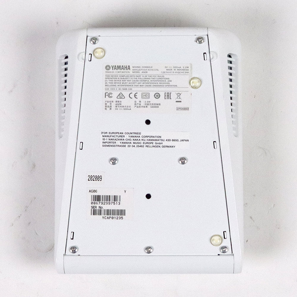 【中古】 ミキサー ヤマハ YAMAHA AG06 W ライブストリーミングミキサー ホワイト 裏面