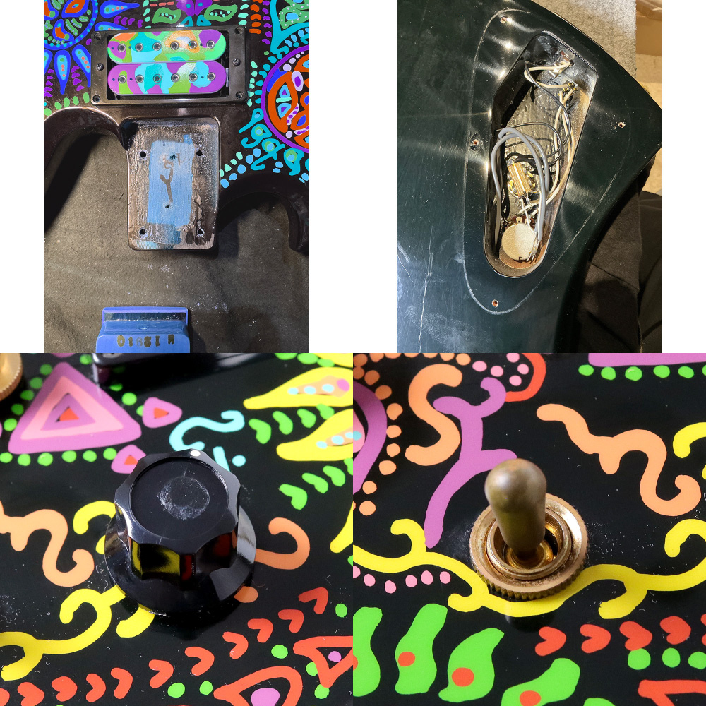 【中古】 エレキギター FERNANDES Burny MG-120X hideモデル サイケデリックペイント フェルナンデス バーニー ネック、配線など