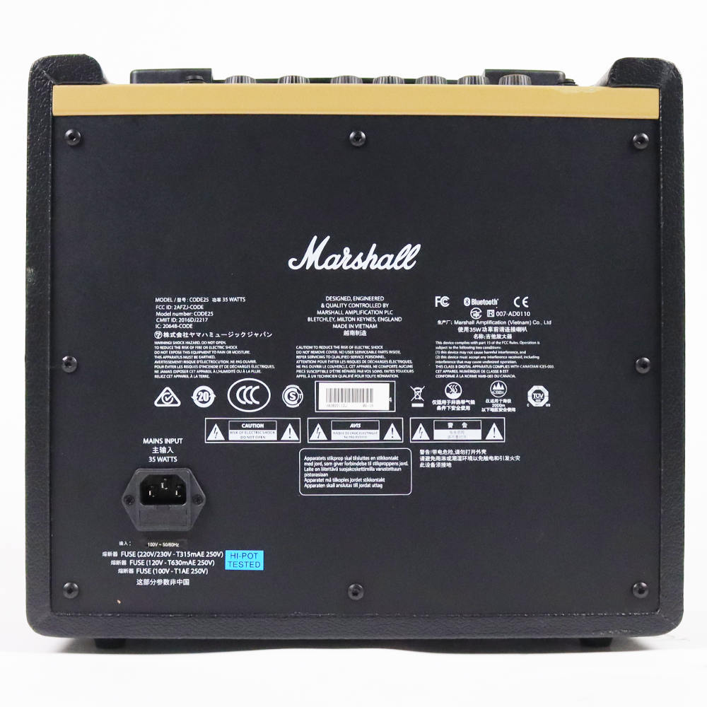 【中古】 マーシャル MARSHALL CODE25 フルモデリング 小型ギターアンプ コンボ 本体画像 裏