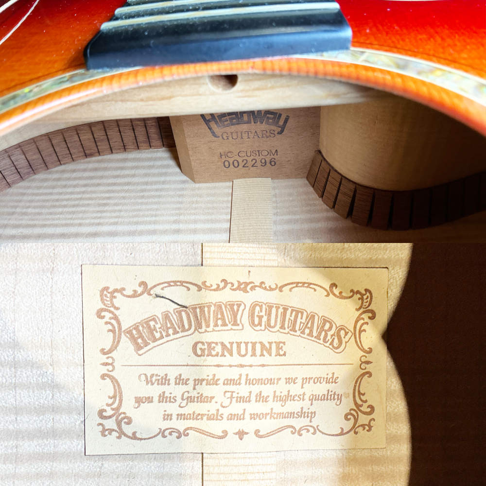 【中古】 アコースティックギター Headway HC-Custom Cherry Sunburst 2009年頃製 スプルーストップ フレイムメイプルバック&サイド ヘッドウェイ 内部