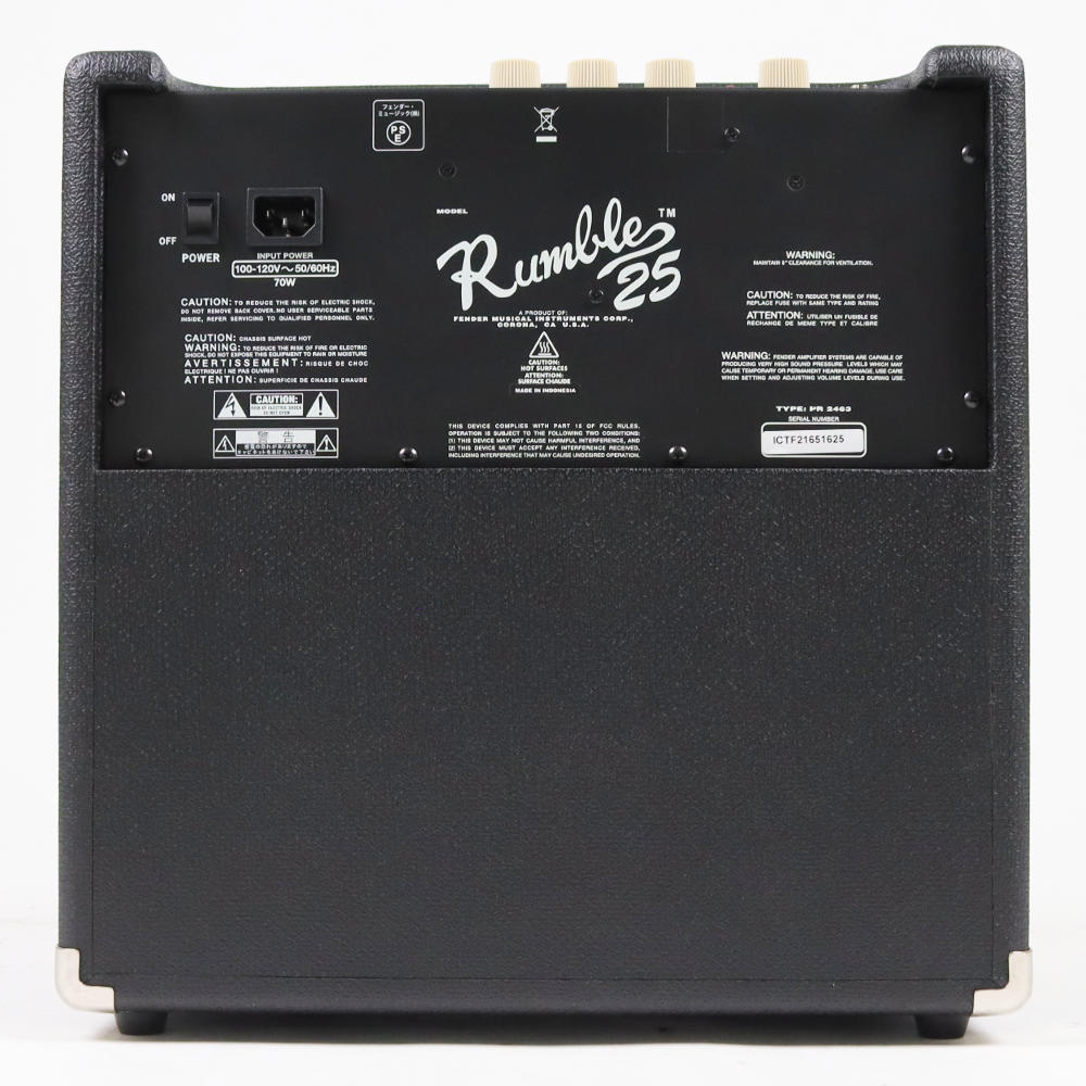 【中古】 ベースコンボアンプ フェンダー Fender Rumble 25 Combo ベースアンプ 本体画像 裏 