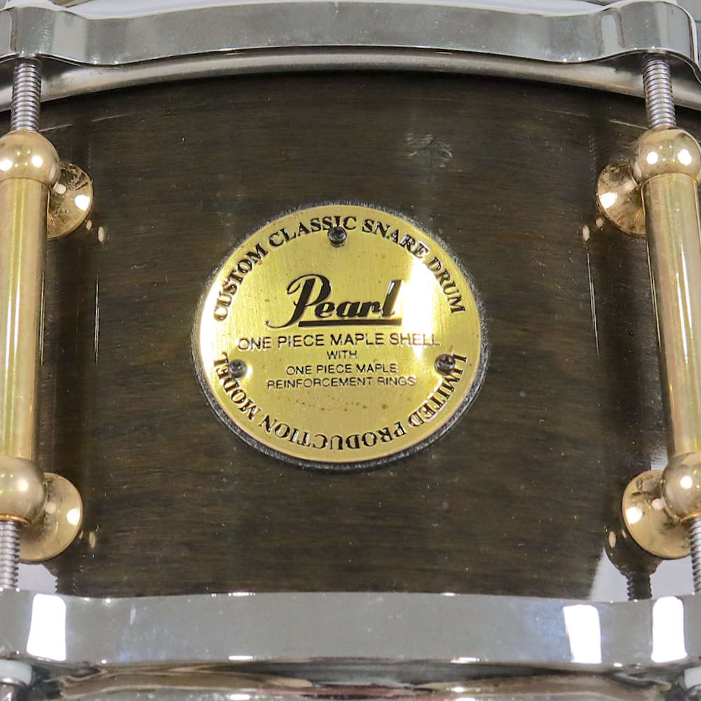 【中古】 スネアドラム パール Pearl Custom Classic ONE PIECE MAPLE SHELL LIMITED MODEL 14x5.5 ラベル