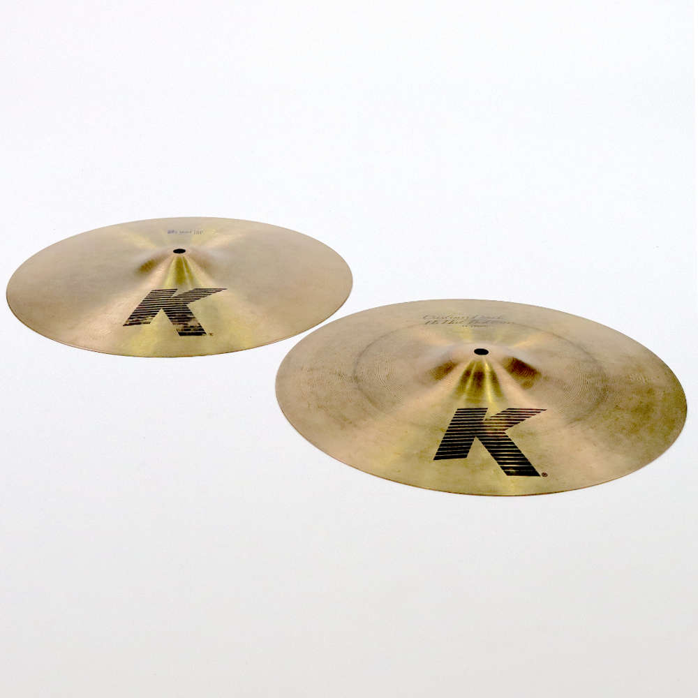 【中古】 ハイハットシンバル ペア ジルジャン ZILDJIAN K Zildjian K HIHAT TOP K Custom Dark HIHAT BOTTOM 14インチ ペア 斜めアングル画像