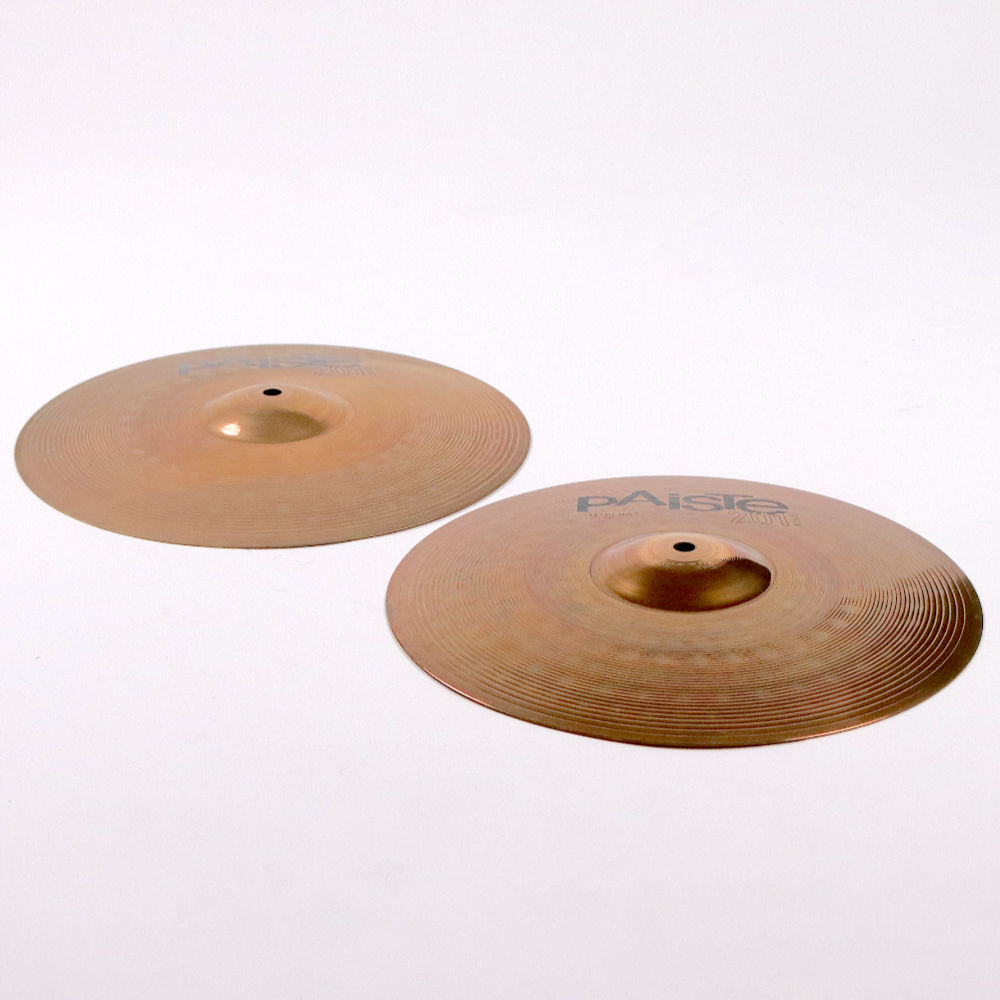 【中古】 ハイハットシンバル ペア パイステ PAISTE 201 BRONZE HIHAT 14インチ ペア 斜めアングル画像