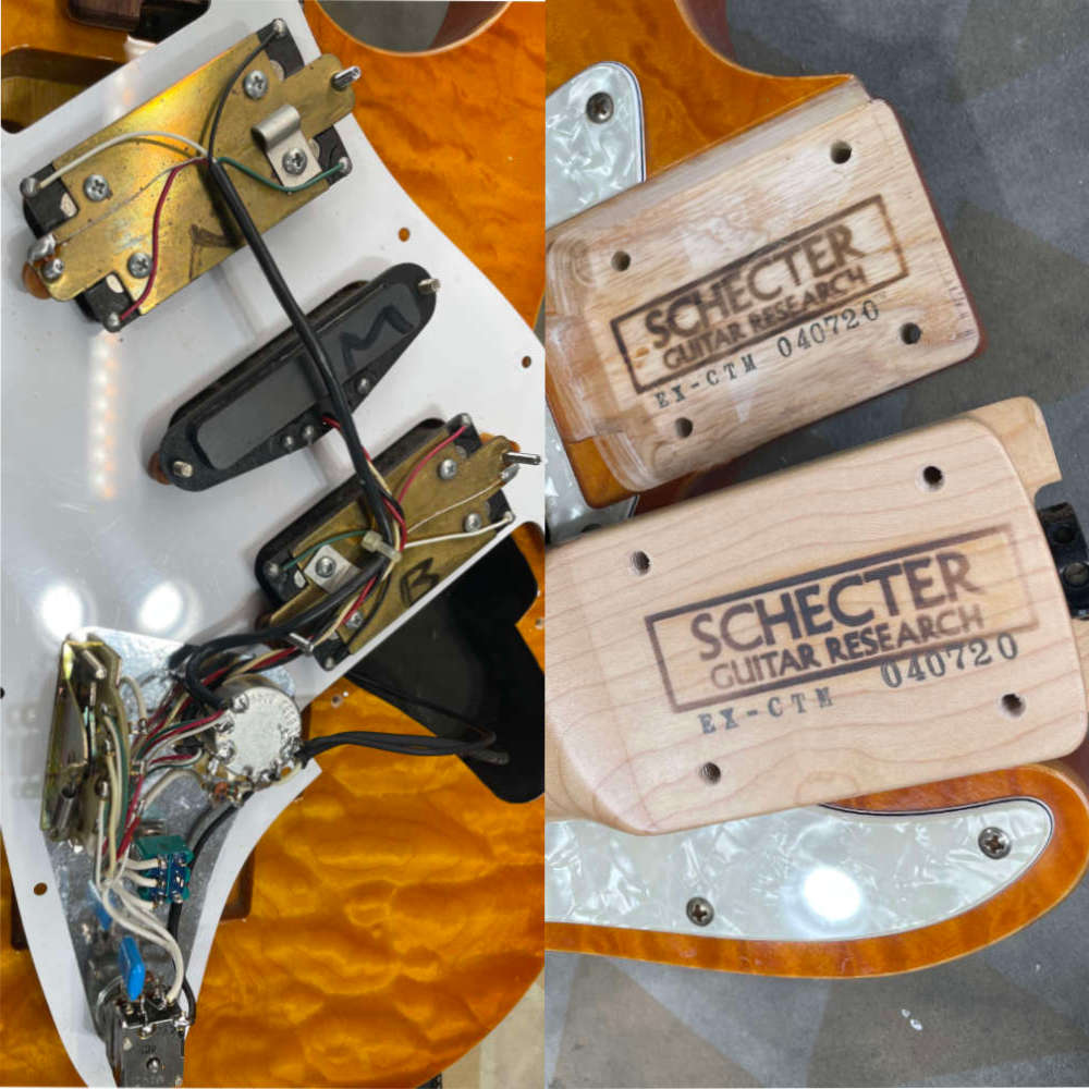 【中古】 エレキギター SCHECTER EX-24-CUSTOM AMBER Quilted Maple Top EX-V シェクター EXCEED エクシード 内部