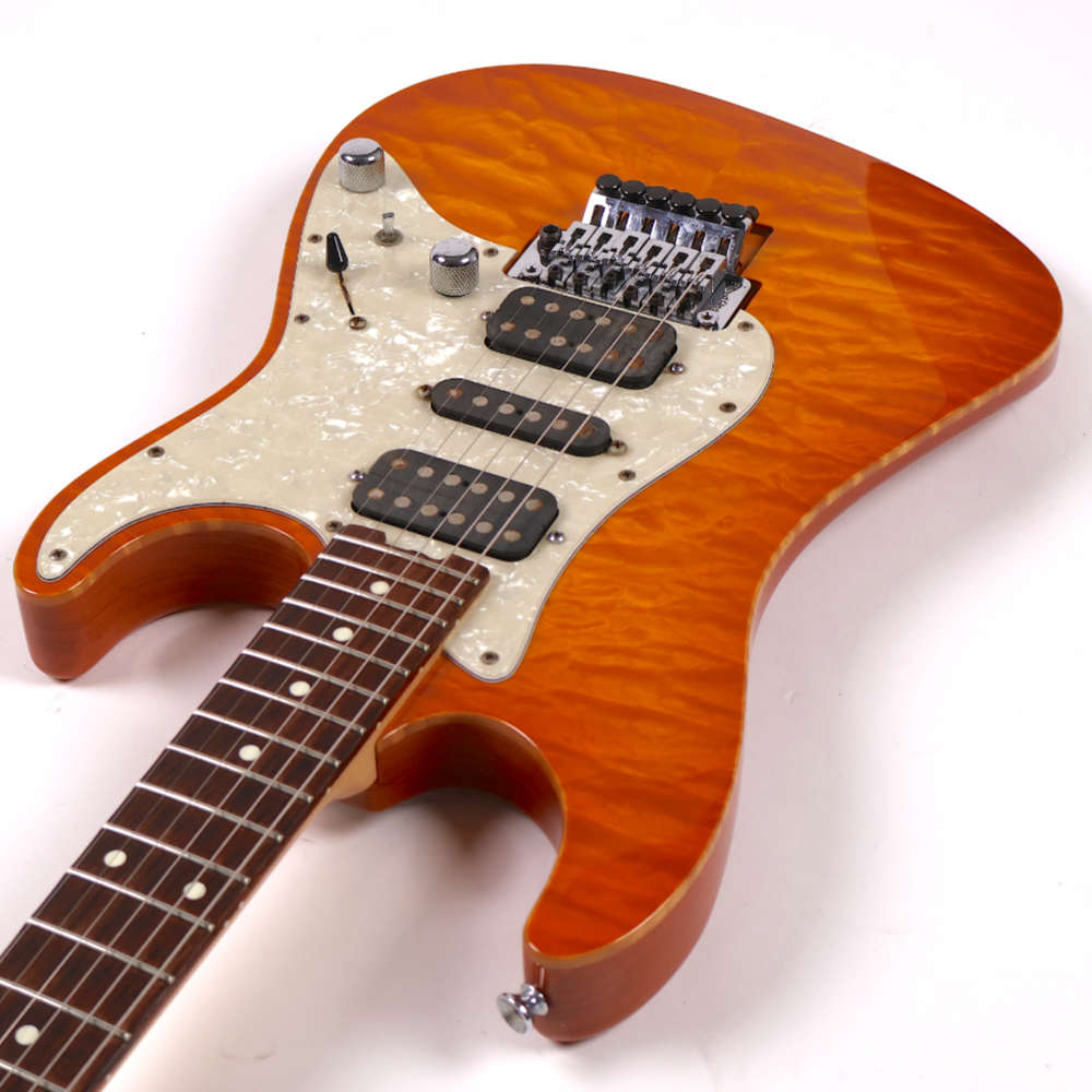 【中古】 エレキギター SCHECTER EX-24-CUSTOM AMBER Quilted Maple Top EX-V シェクター EXCEED エクシード ネックジョイント側