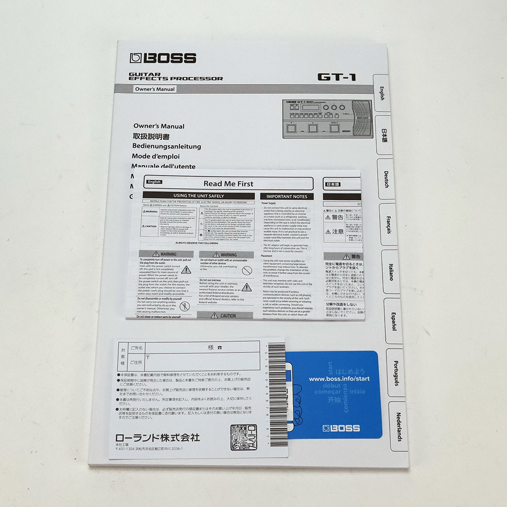 【中古】ボス マルチエフェクター BOSS GT-1 Guitar Effect Processor 付属品