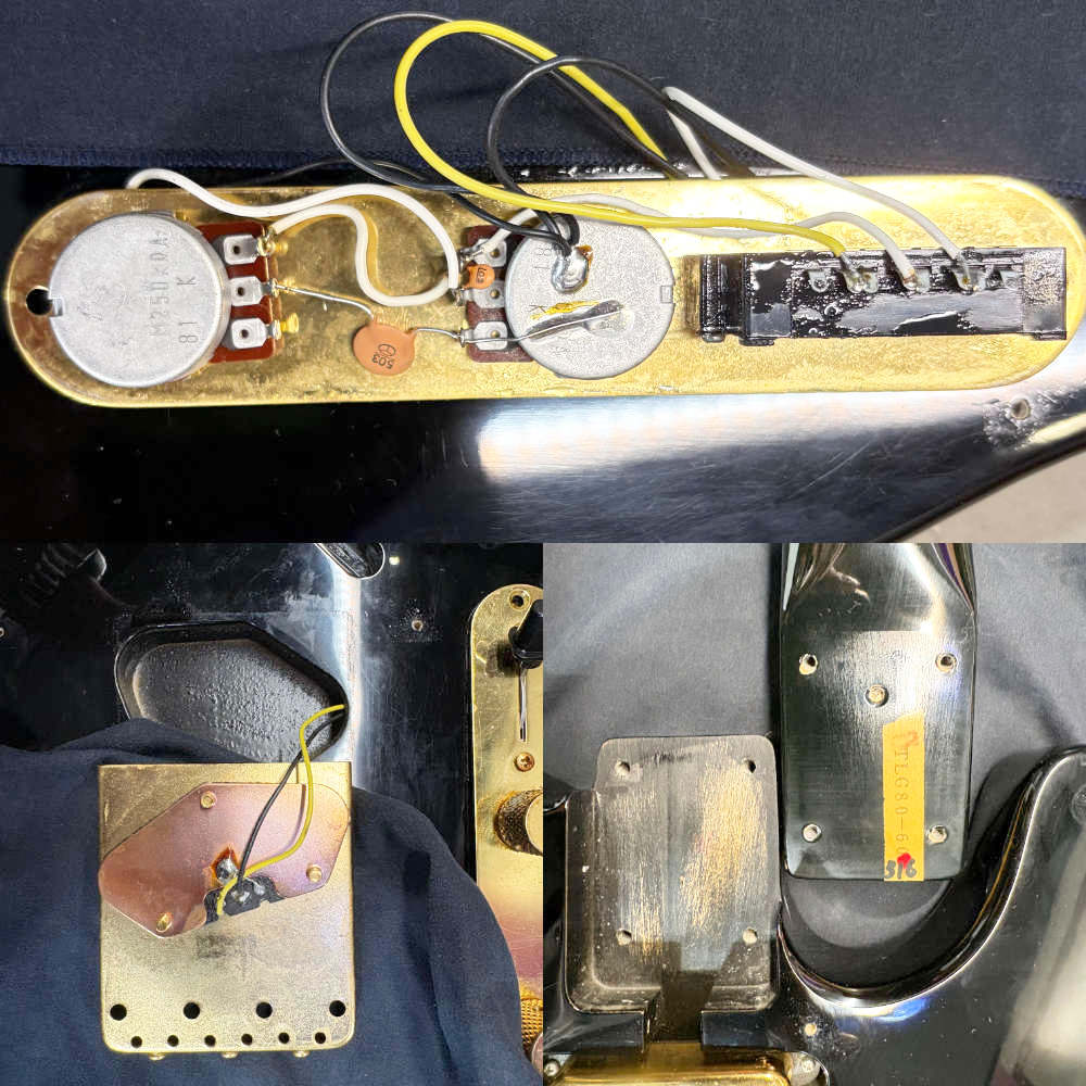 【中古】 エレキギター Fender Japan TLG’80-60 BLK 1984年-1987年製 Eシリアル フェンダージャパン テレキャスター BOXERシリーズ ゴールドパーツ TLG80-60 内部 