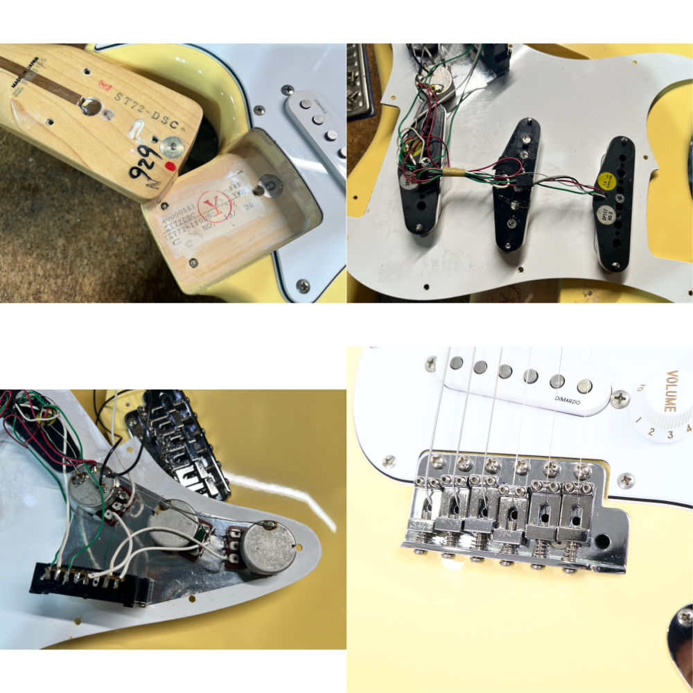 【中古】 エレキギター Fender Japan ST72-110DSC YWH 1993年-1994年製 スキャロップド指板 Dimarzio HS-3ピックアップ搭載 ハードケース付き 美品 詳細画像