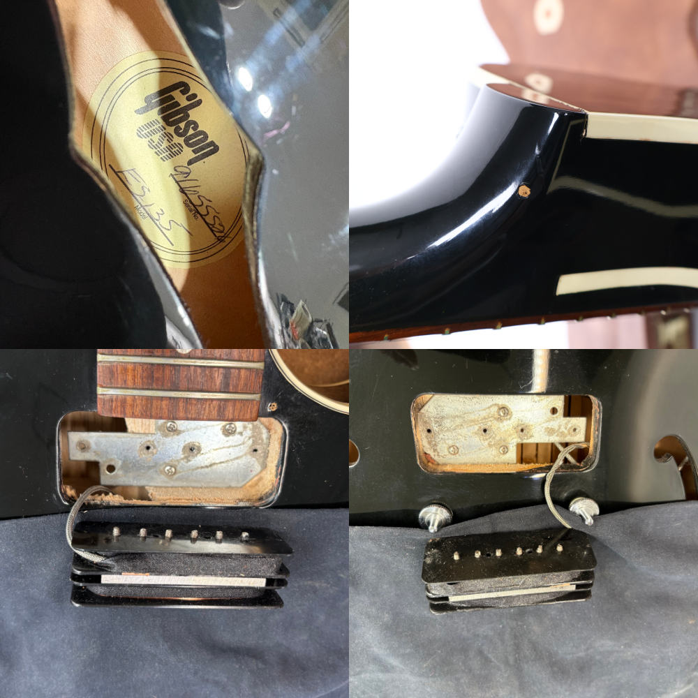 【中古】 エレキギター Gibson ES-135 Ebony 1995年製  セミアコースティックギター P-100ピックアップ搭載 内部 