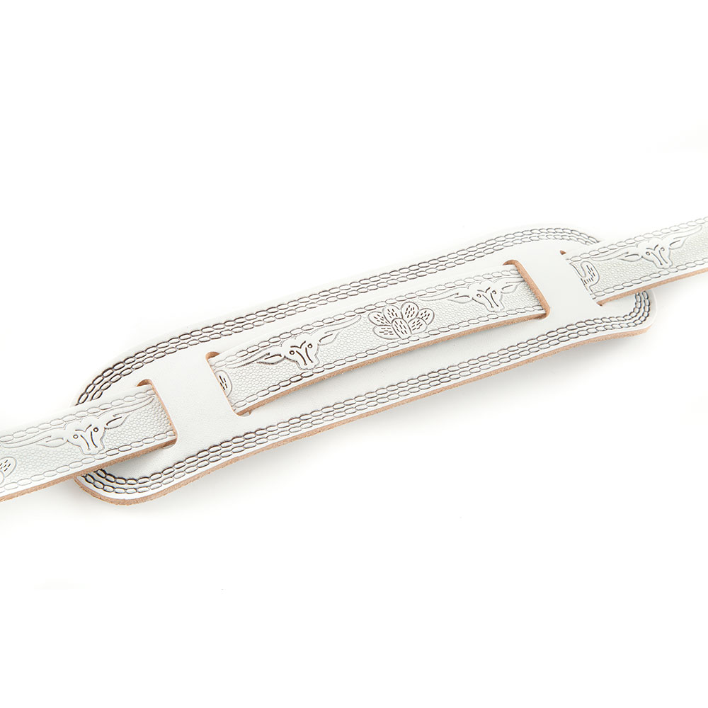 GRETSCH グレッチ Vintage Tooled Leather Guitar Strap White ギターストラップ パッド部