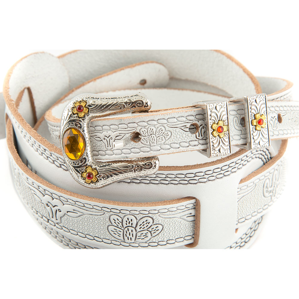 GRETSCH グレッチ Vintage Tooled Leather Guitar Strap White ギターストラップ 装飾