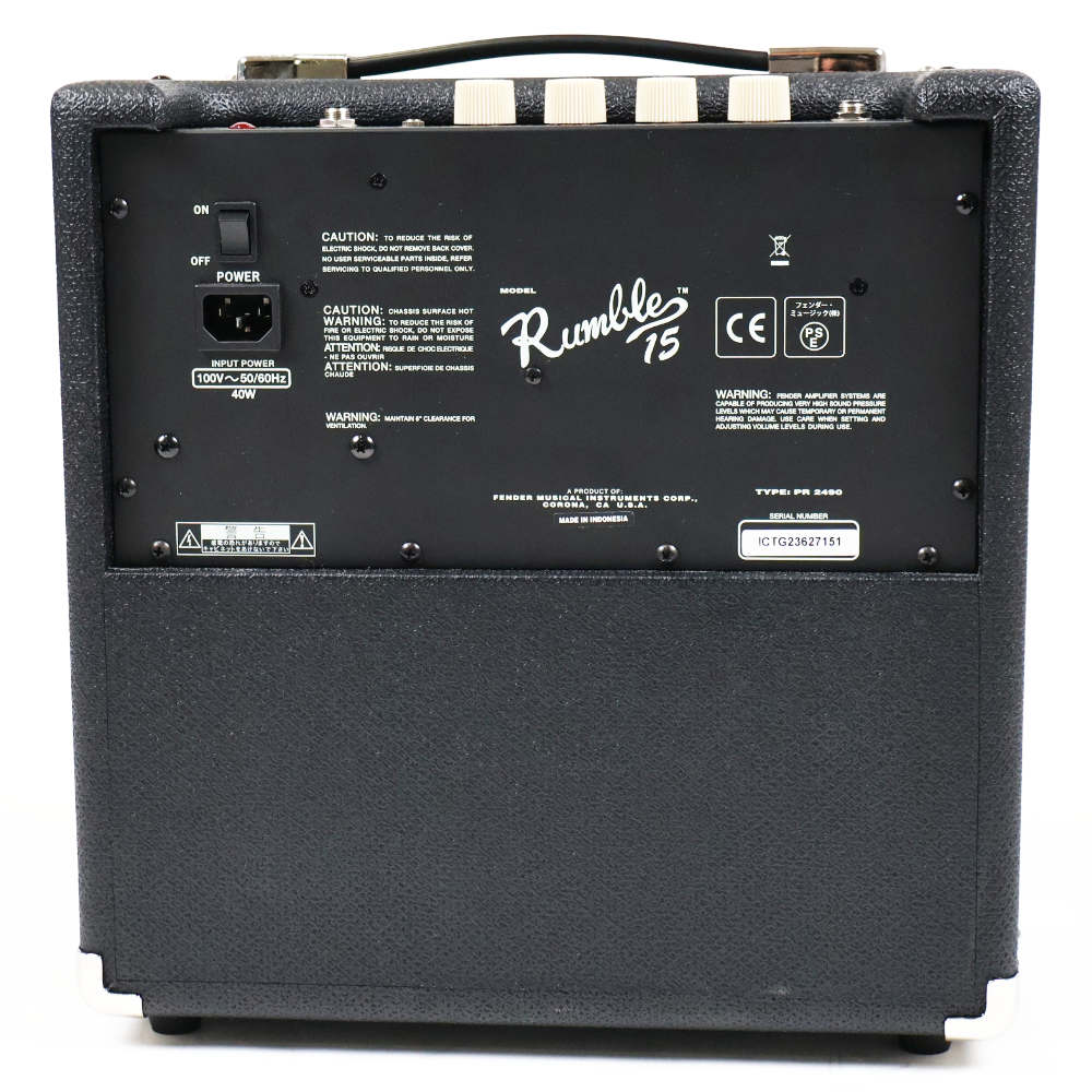 【中古】 Fender Rumble 15 Combo ベースアンプ 小型ベースアンプ 本体画像 裏 