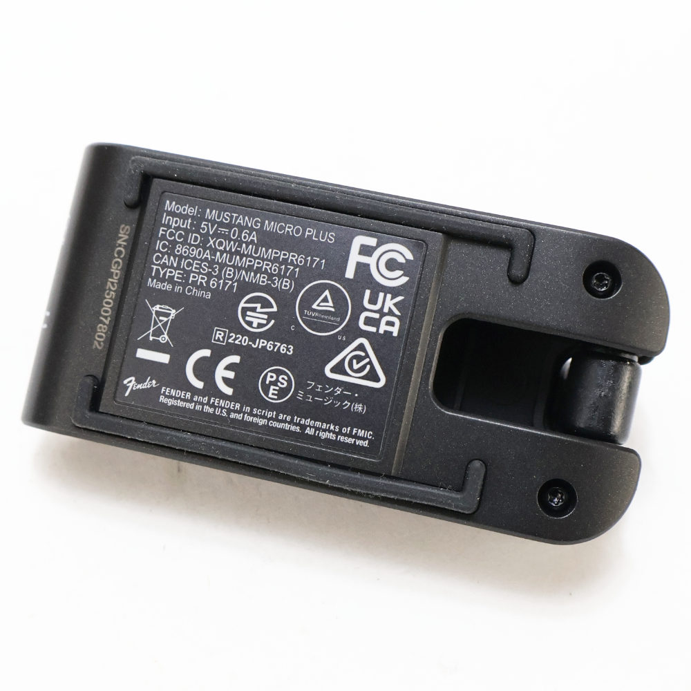 【中古】 Fender フェンダー Mustang Micro Plus ヘッドホンアンプ ギターアンプ ベースアンプ 本体画像 裏 