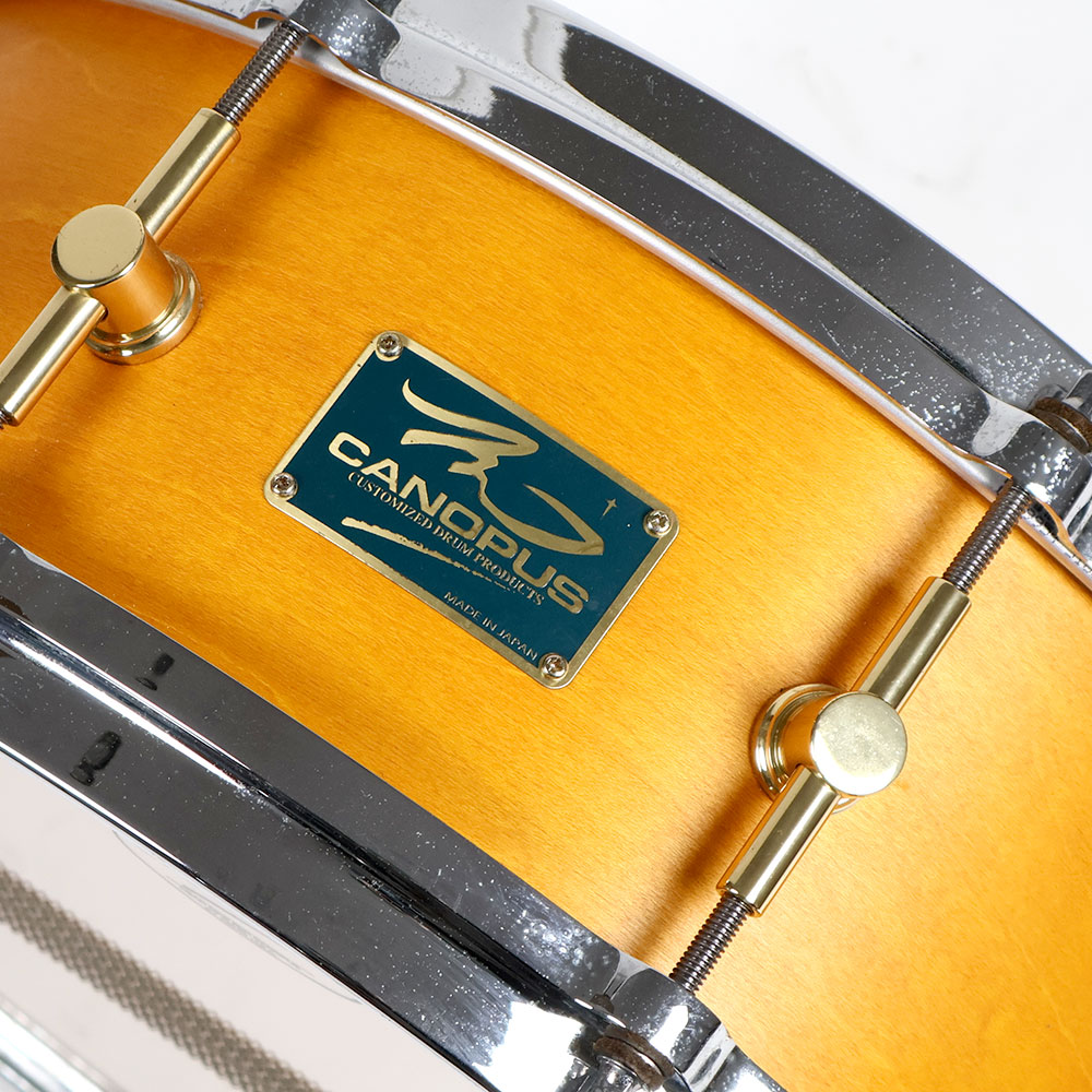 【中古】 スネアドラム カノウプス CANOPUS MO-1455 Natural Oil スネアドラム エンブレム