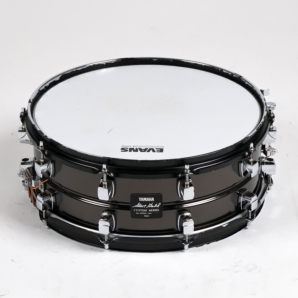 【中古】 スネアドラム ヤマハ YAMAHA SD-455SG Steve Gadd Signature Snare Drum 14x5.5 スチールシェル 正面