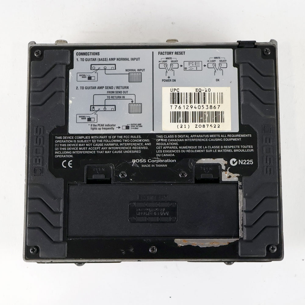 【中古】 イコライザー BOSS EQ-20 Graphic Equalizer ADVANCED EQ グラフィックイコライザー グライコ ギターエフェクター 裏面