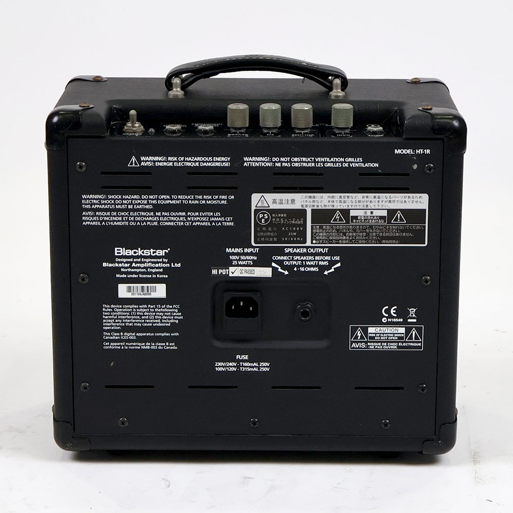 【中古】 ギターアンプ コンボ 小型真空管アンプ BLACKSTAR HT-1R 1w 1ワット フルチューブ リバーブ搭載 ブラックスター 背面