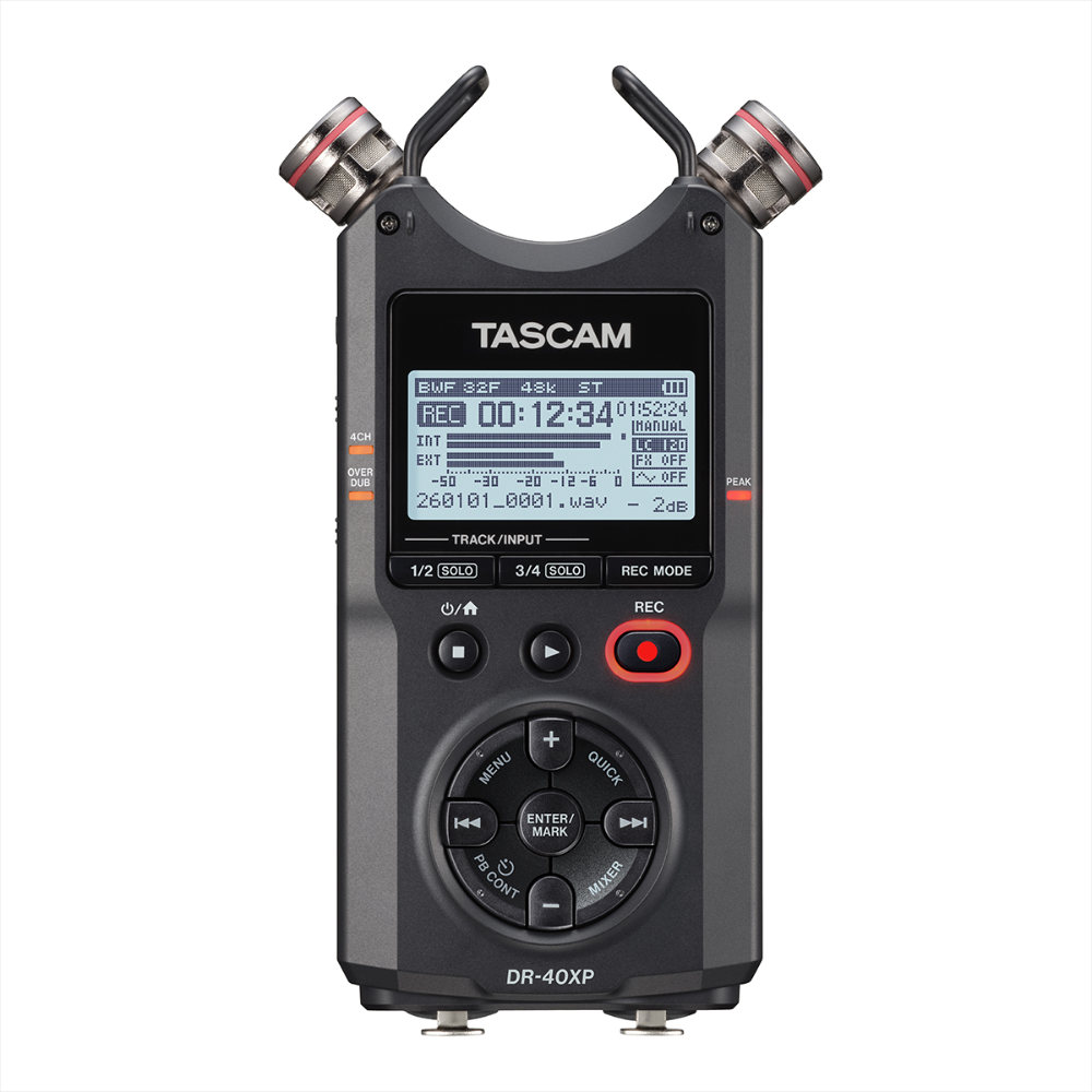 TASCAM タスカム DR-40XP 32ビットフロート録音対応 4chポータブルレコーダー USB Type-C対応 オーディオインターフェース フロント画像