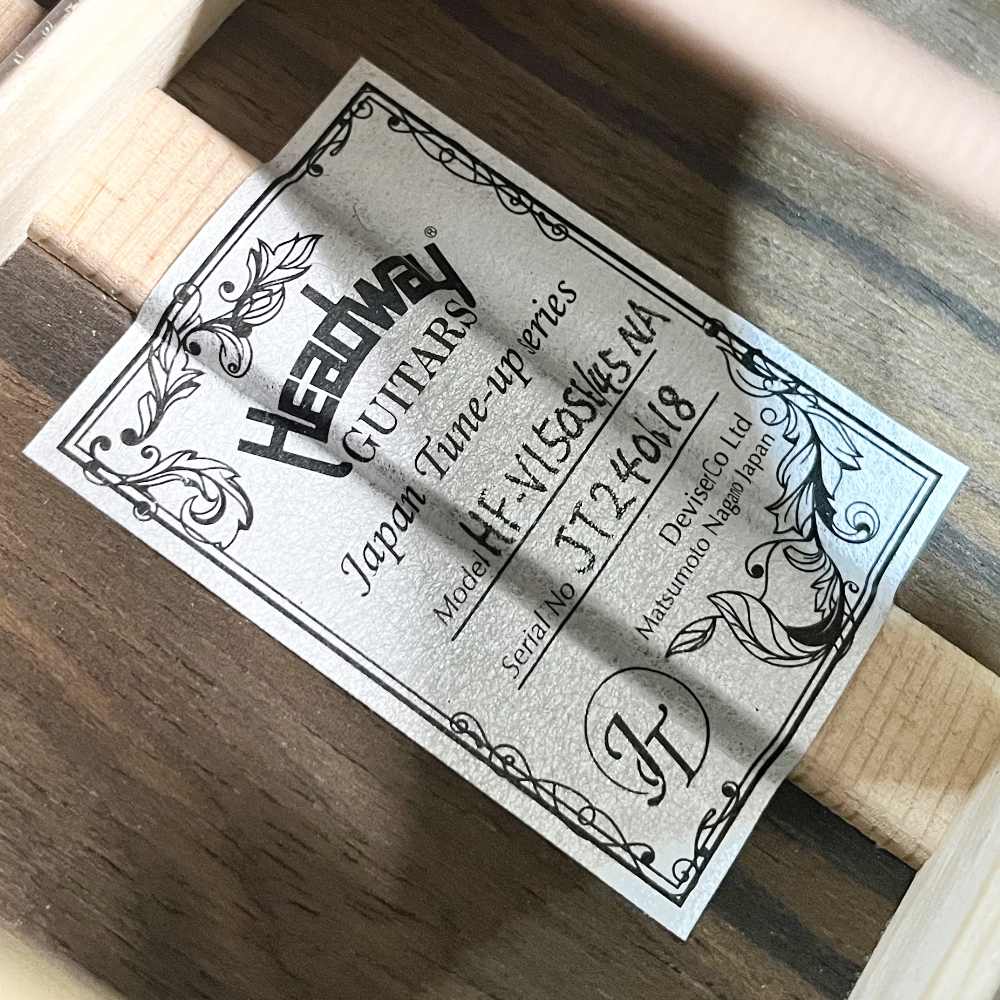 【中古】 アコースティックギター Headway HF-V150SE/45 Natural Japan Tune-upシリーズ ヘッドウェイ スプルース単板トップ ジリコテバック＆サイド 内部