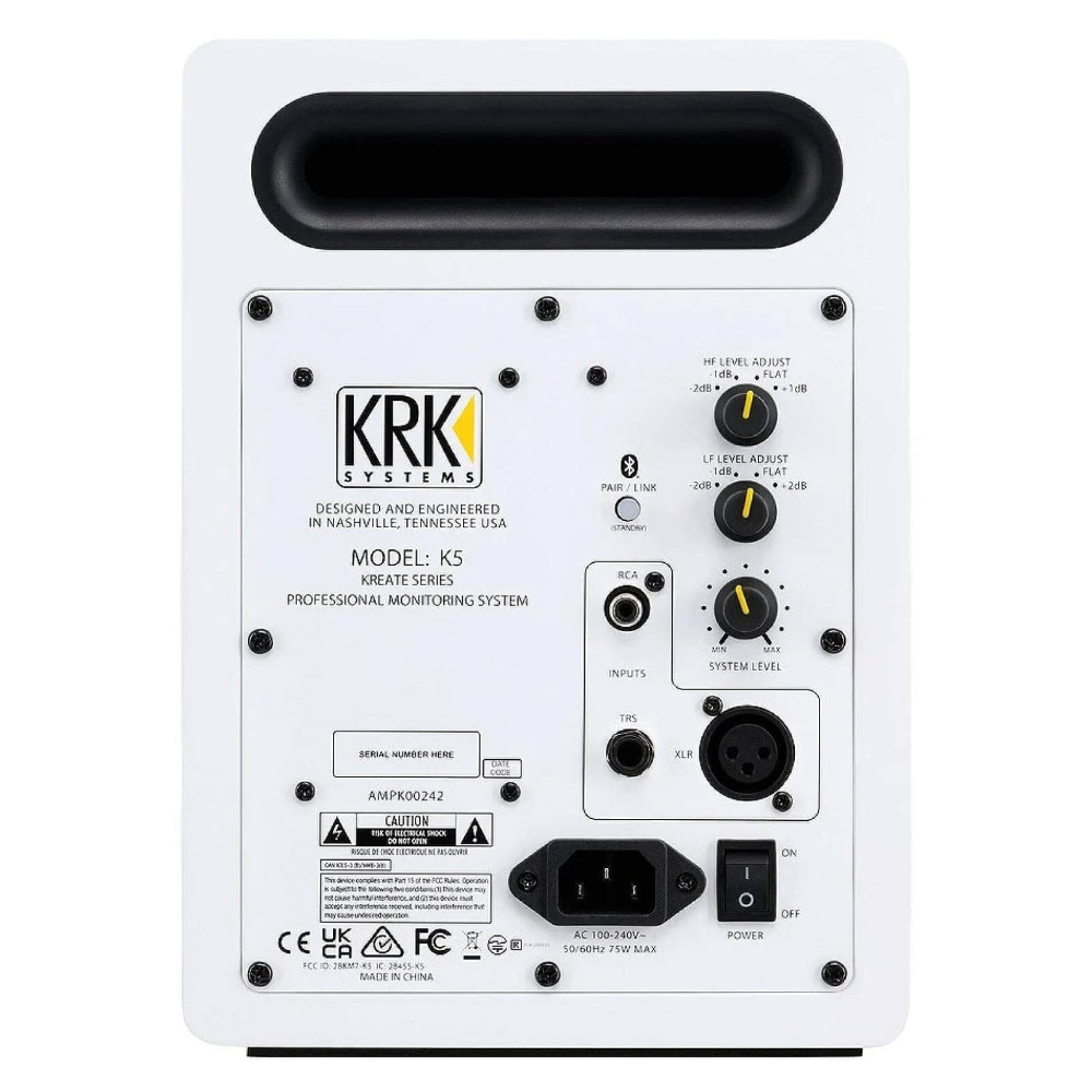 KRK SYSTEMS KREATE 5 WHITE Limited Edition STUDIO MONITOR K5 パワードモニタースピーカー 1本 本体画像 裏 