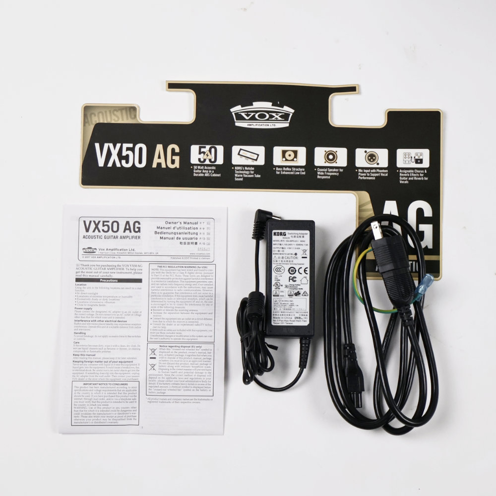 【中古】 VOX VX50-AG 小型アコースティックギターアンプ 付属品