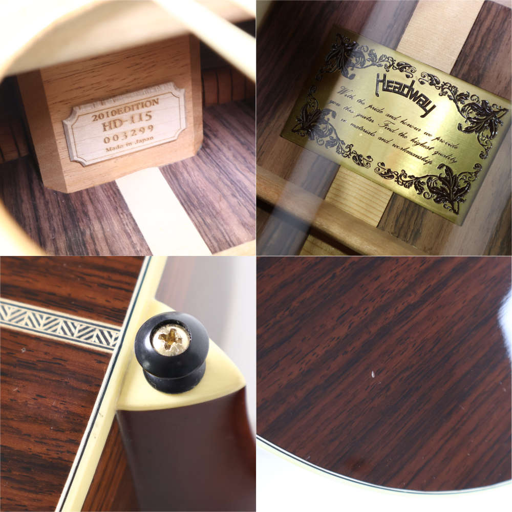 【中古】 アコースティックギター Headway HD-115 2010 Edition ヘッドウェイ ドレッドノート スプルーストップ ローズウッドバック＆サイド 詳細画像