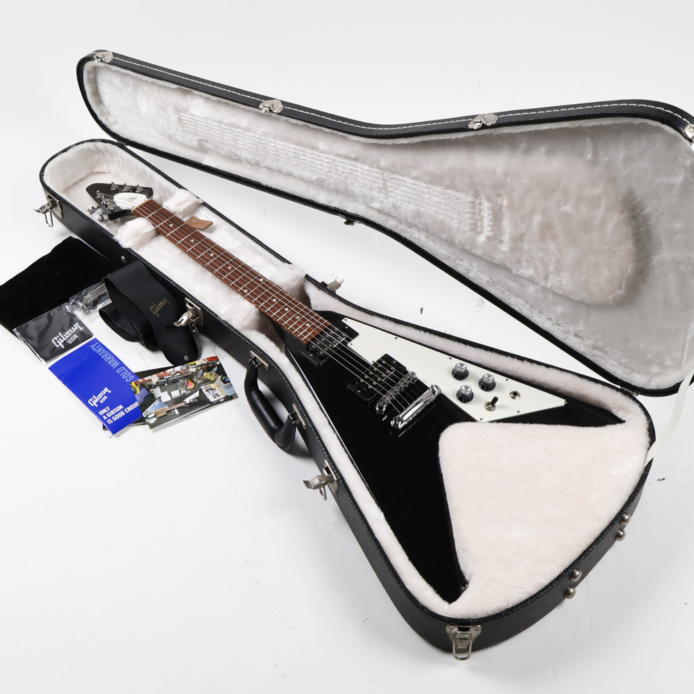 【中古】 エレキギター Gibson Flying V 2017 T with Dirty Fingers Ebony 2016年製 ギブソン フライングV ダーティーフィンガーピックアップ搭載 ケース