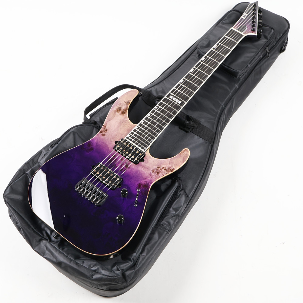 【中古】 7弦エレキギター ESP E-II SERIES M-II 7NT HS Purple Natural Fade Buckeye Burl Maple Top HIPSHOT FIXED ブリッジ搭載 2019年製