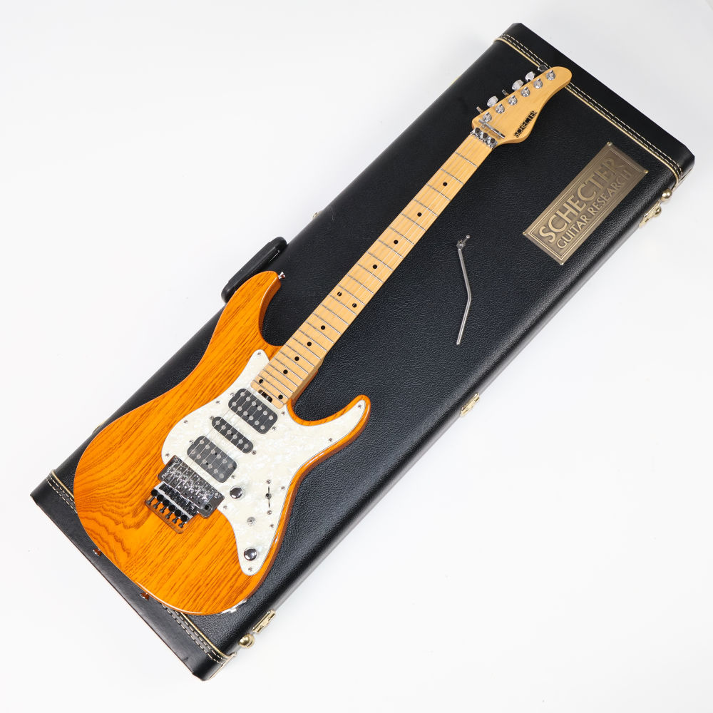 【中古】 エレキギター SCHECTER EX-V-24-STD-FRT AMB (Amber)  シェクター HSHピックアップ スワンプアッシュボディー