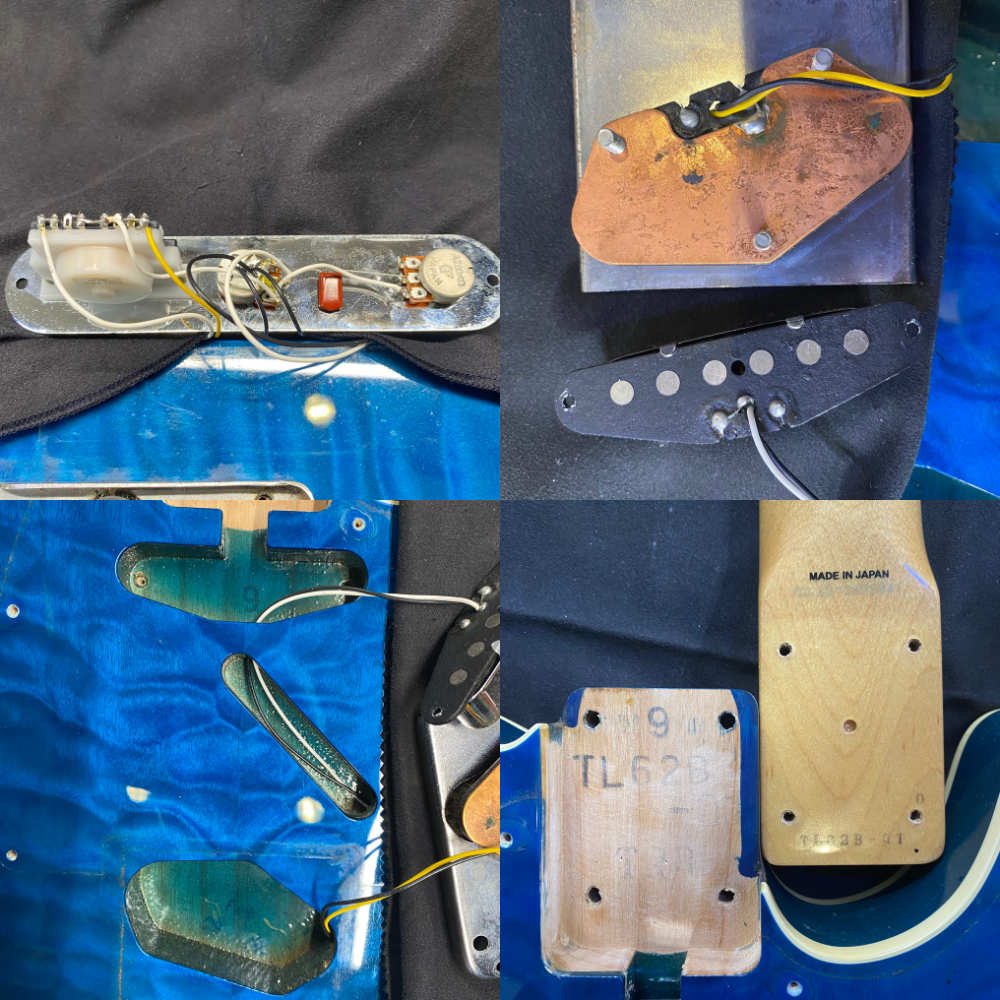 【中古】 エレキギター Fender Japan TL62B-QT TRB Trans Blue 2012年製 Telecaster Custom フェンダージャパン テレキャスター キルトメイプルトップ 内部