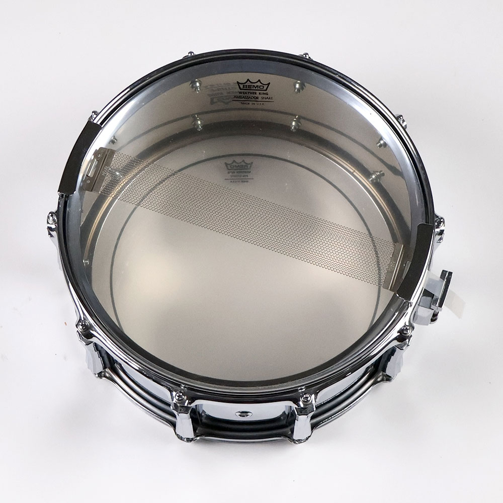 【中古】 スネアドラム パール Pearl Steel shell 14x6.5 スネアドラム Made in Japan 裏面