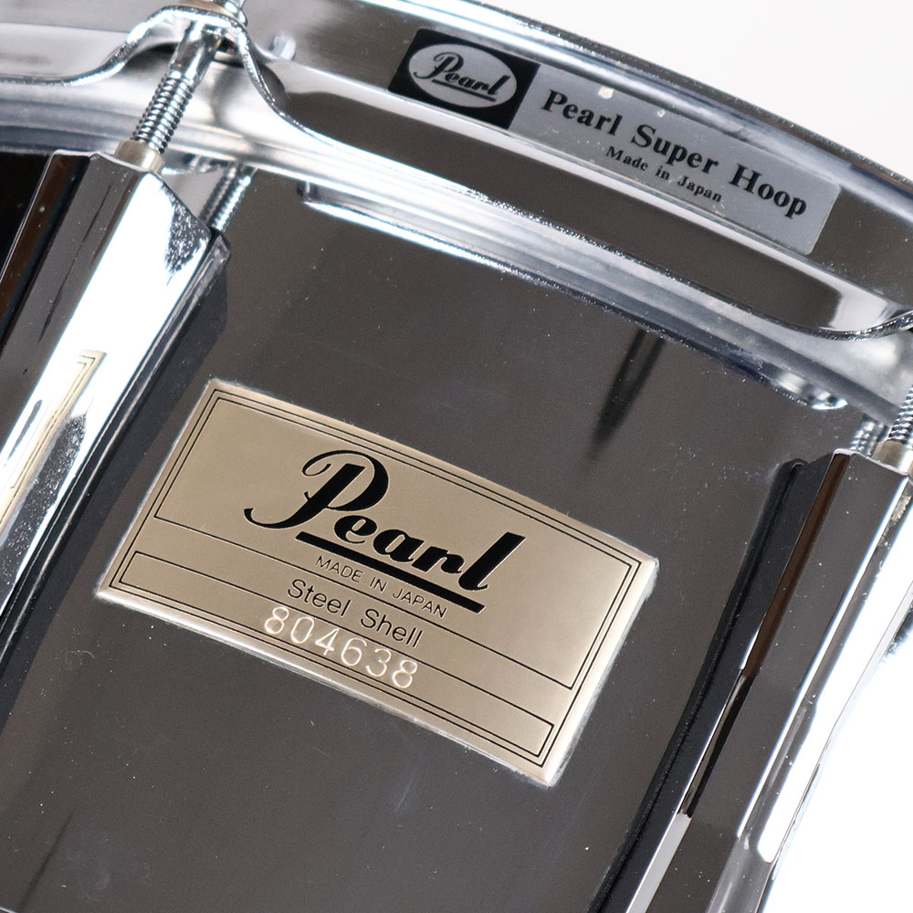 【中古】 スネアドラム パール Pearl Steel shell 14x6.5 スネアドラム Made in Japan エンブレム